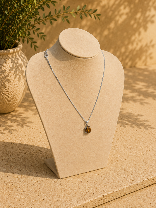 Vintage Sterling Silver Smoky Quartz Pendant Necklace | 18 Inch Chain | 3.7g | Minimalist Gemstone Jewellery