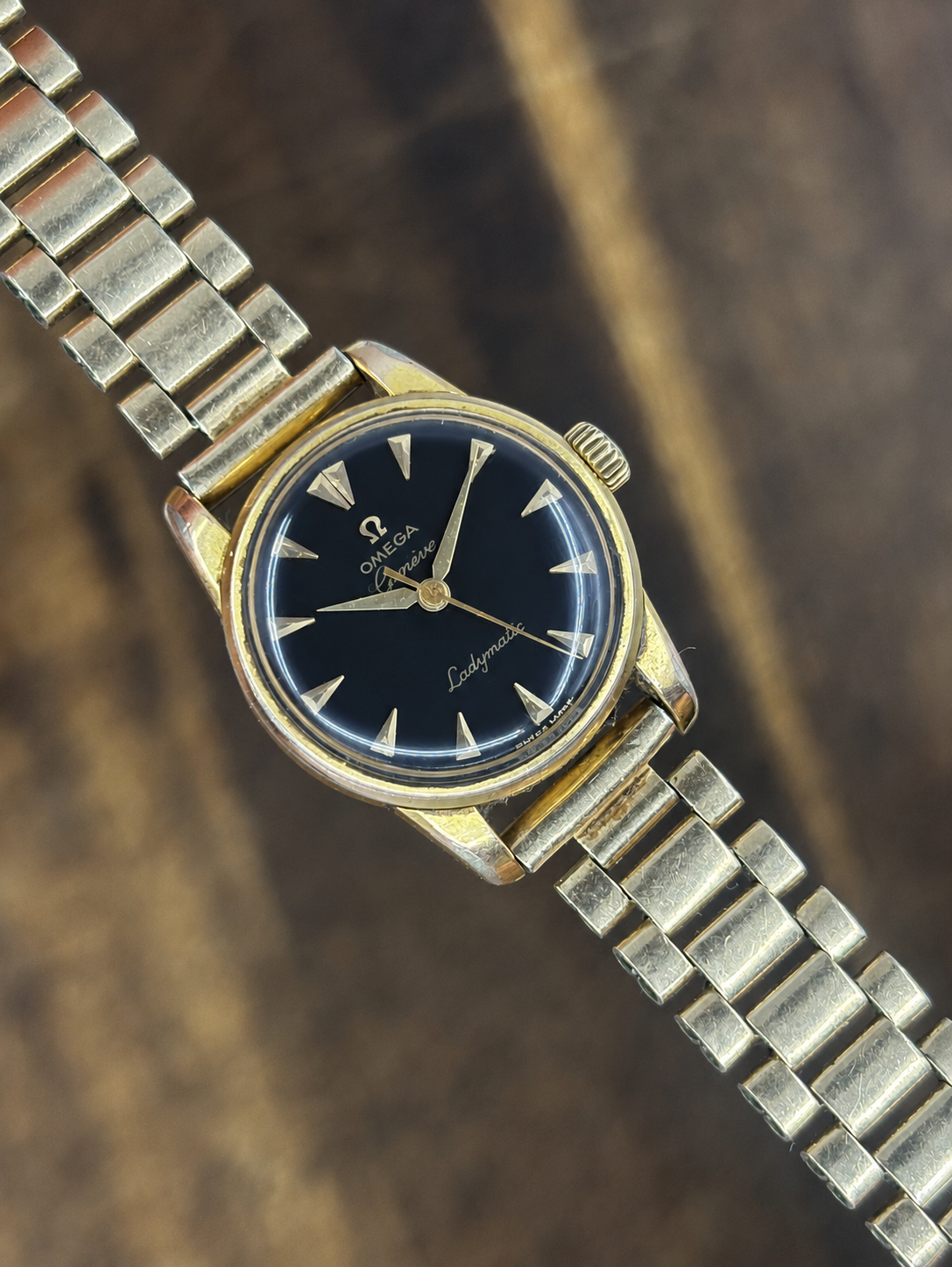 Vintage Omega Ladymatic Automatic Watch | Black Dial Gold Tone Swiss Ladies Watch