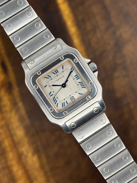 Cartier Santos Galbée Stainless Steel Watch | White Roman Dial Date Bracelet