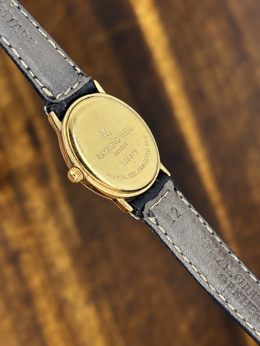 Vintage Raymond Weil Genève Gold Tone Watch | White Roman Numeral Dial Swiss Made