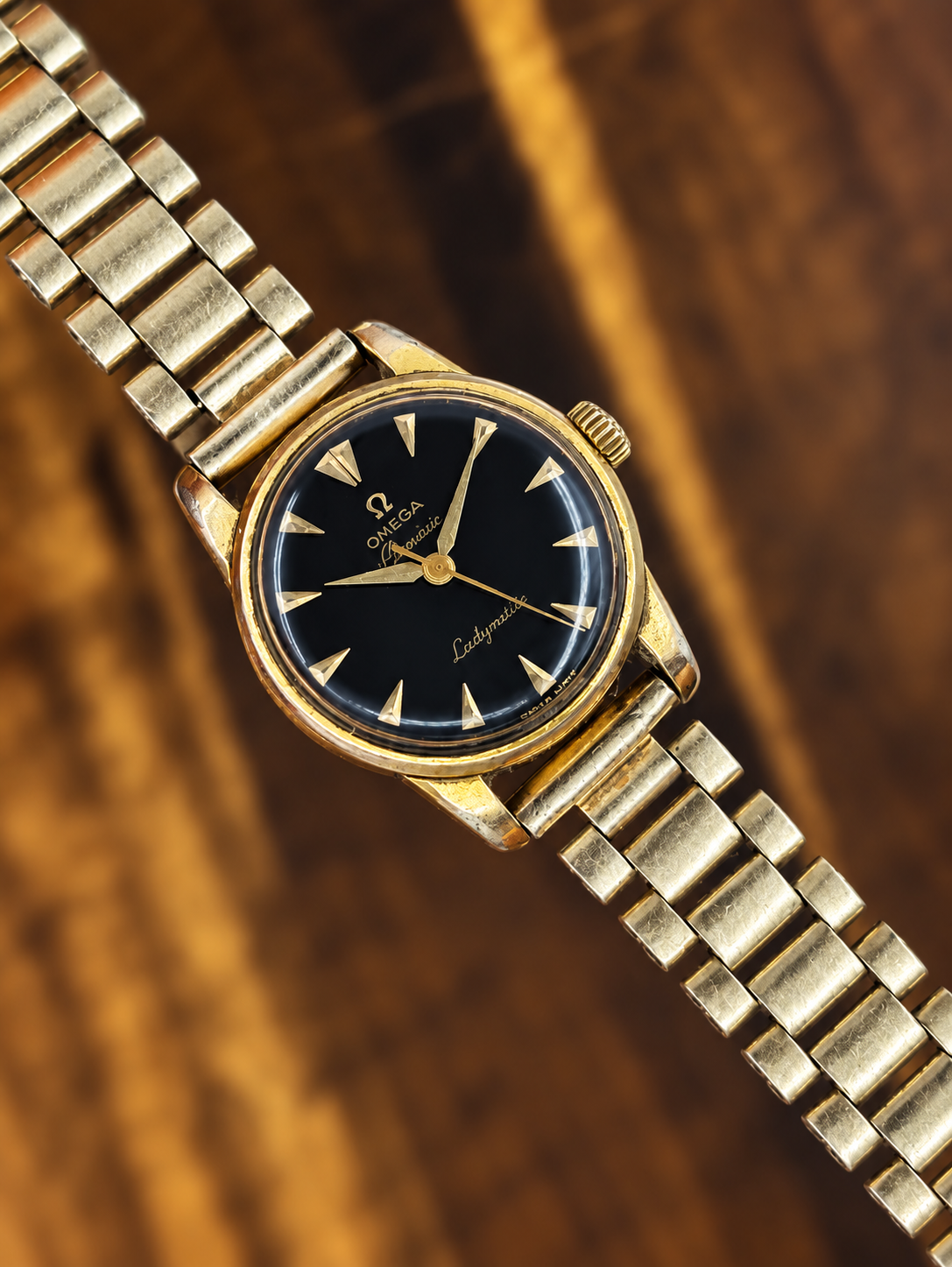 Vintage Omega Ladymatic Automatic Watch | Black Dial Gold Tone Swiss Ladies Watch