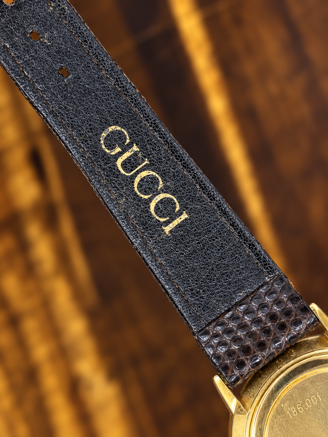 Vintage Gucci Web Stripe Quartz Watch | Red & Blue Dial Gold Tone Swiss Made