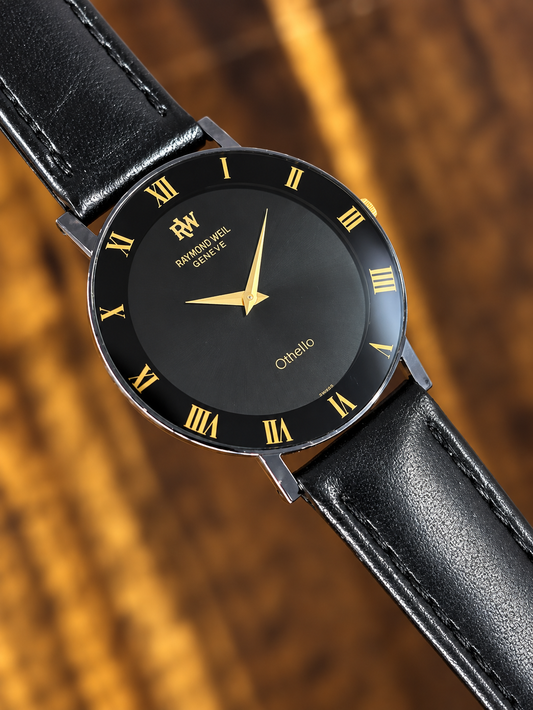 Vintage Raymond Weil Othello Watch | Black Dial Roman Numerals Swiss Made