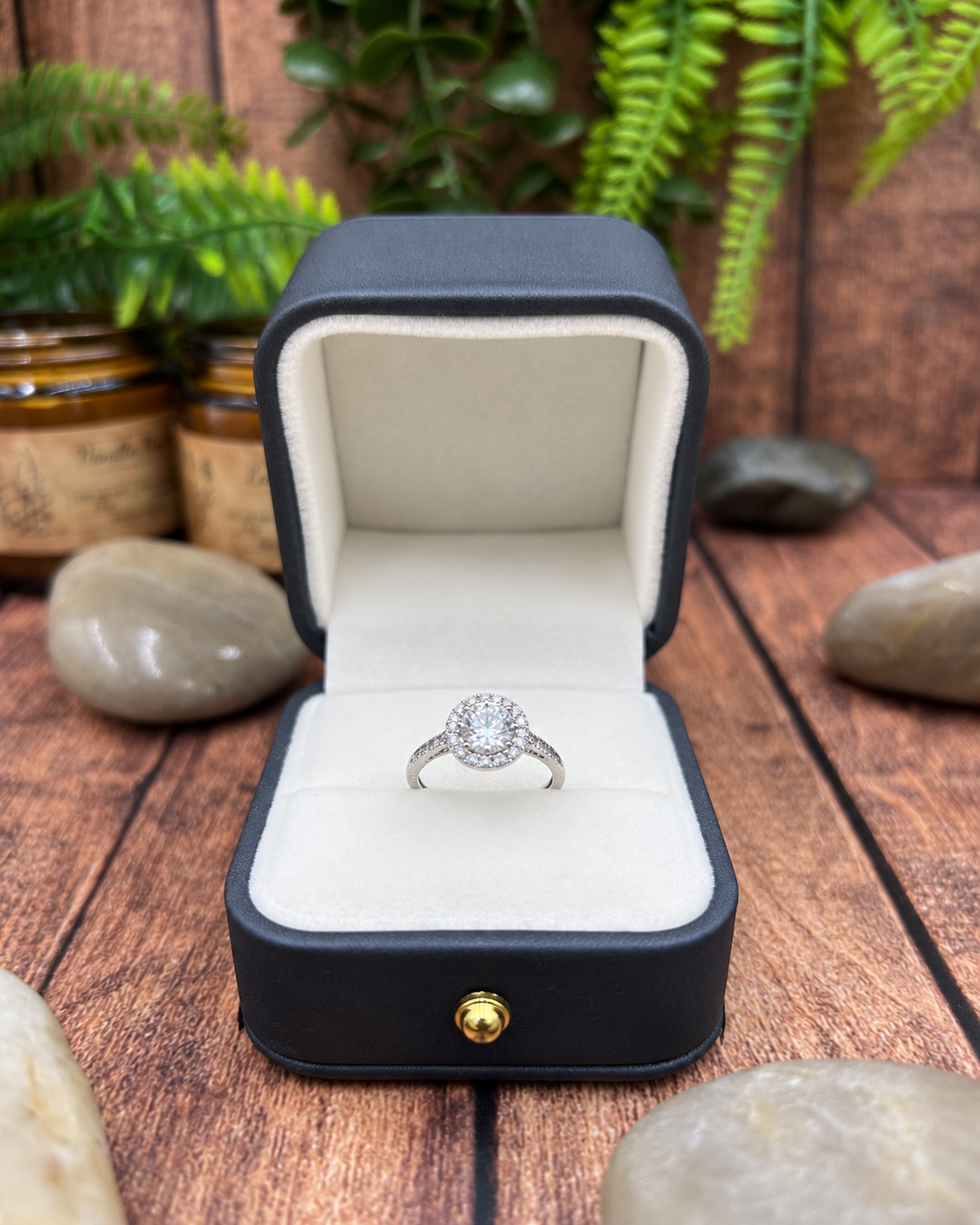 Silver Tone Halo Crystal Ring – Clear Stone Cluster Statement Ring