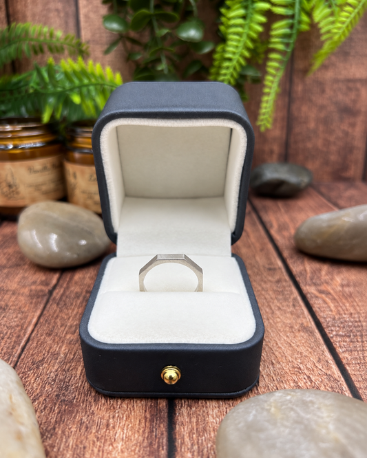 925 Silver Tone Geometric Signet Ring – Minimalist Flat Top Band
