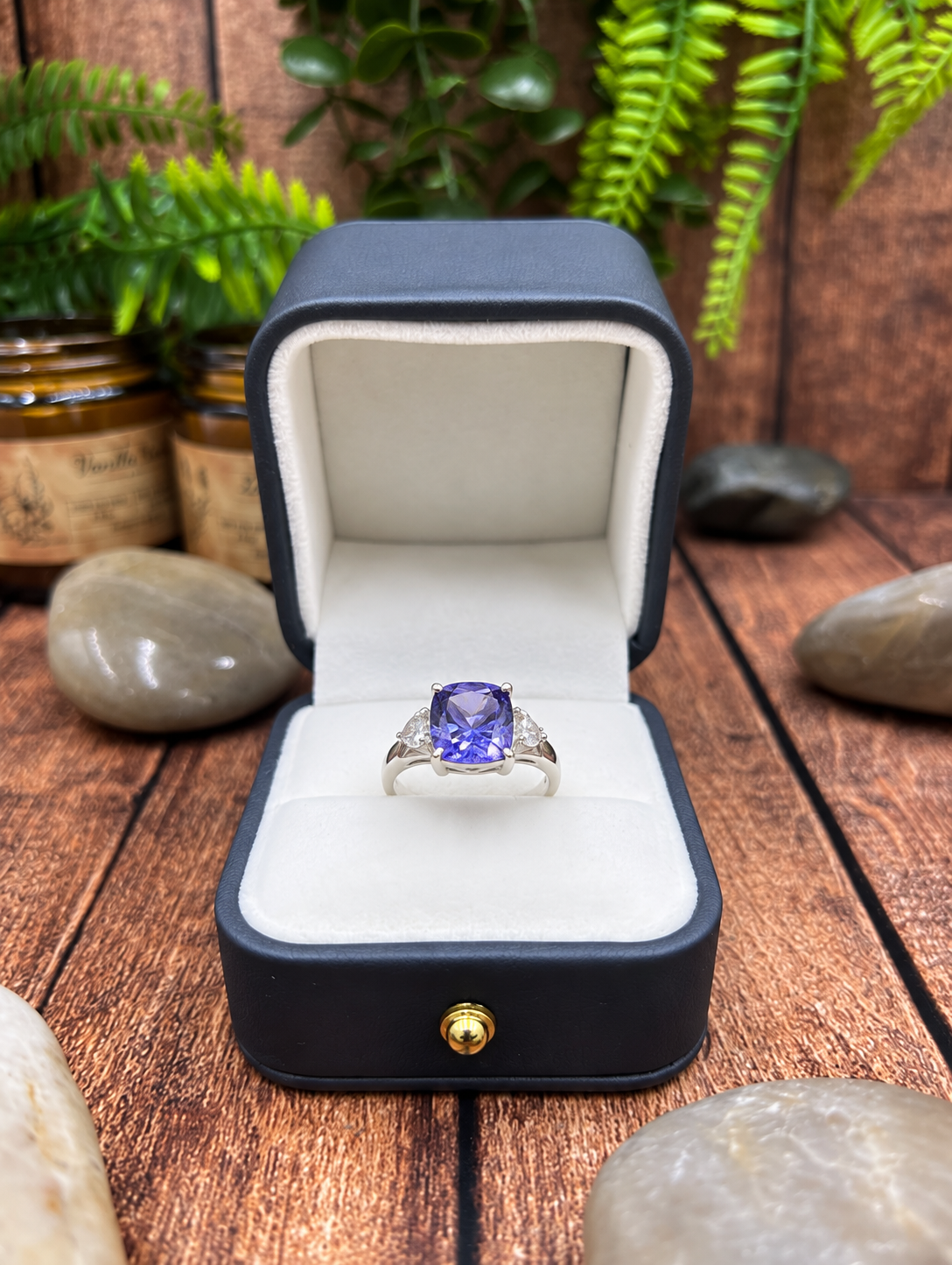 925 Sterling Silver Purple Stone Solitaire Ring – Statement Ring