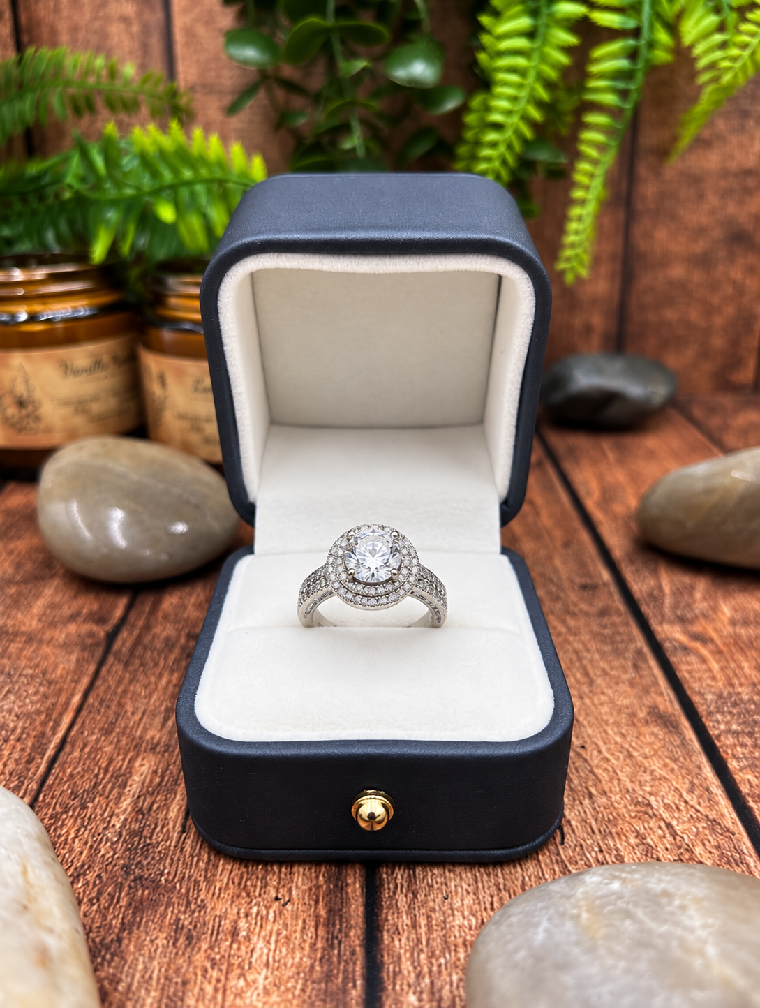 925 Sterling Silver Clear Stone Double Halo Ring – Sparkle Statement Ring