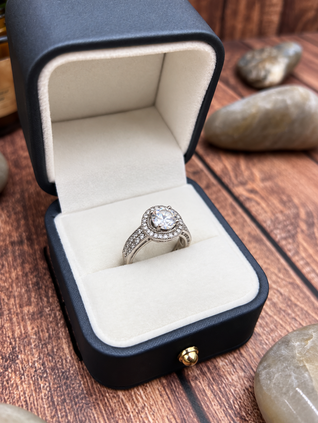 925 Sterling Silver Clear Stone Double Halo Ring – Sparkle Statement Ring