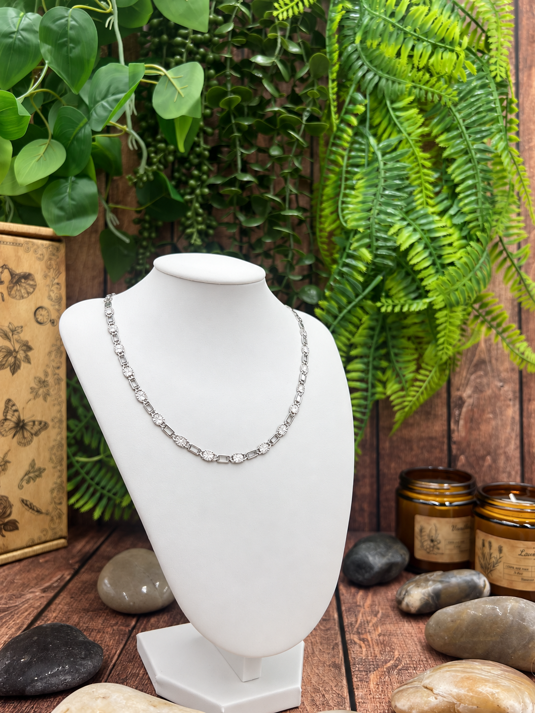 925 Sterling Silver Fancy Link Chain Necklace