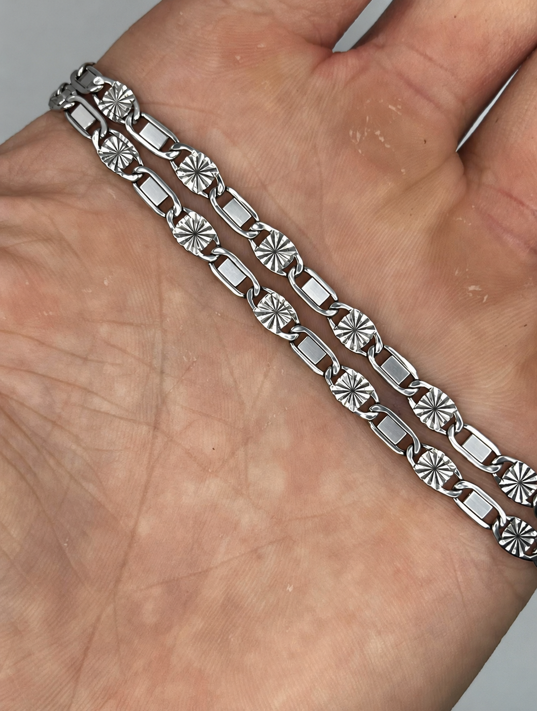 925 Sterling Silver Fancy Link Chain Necklace