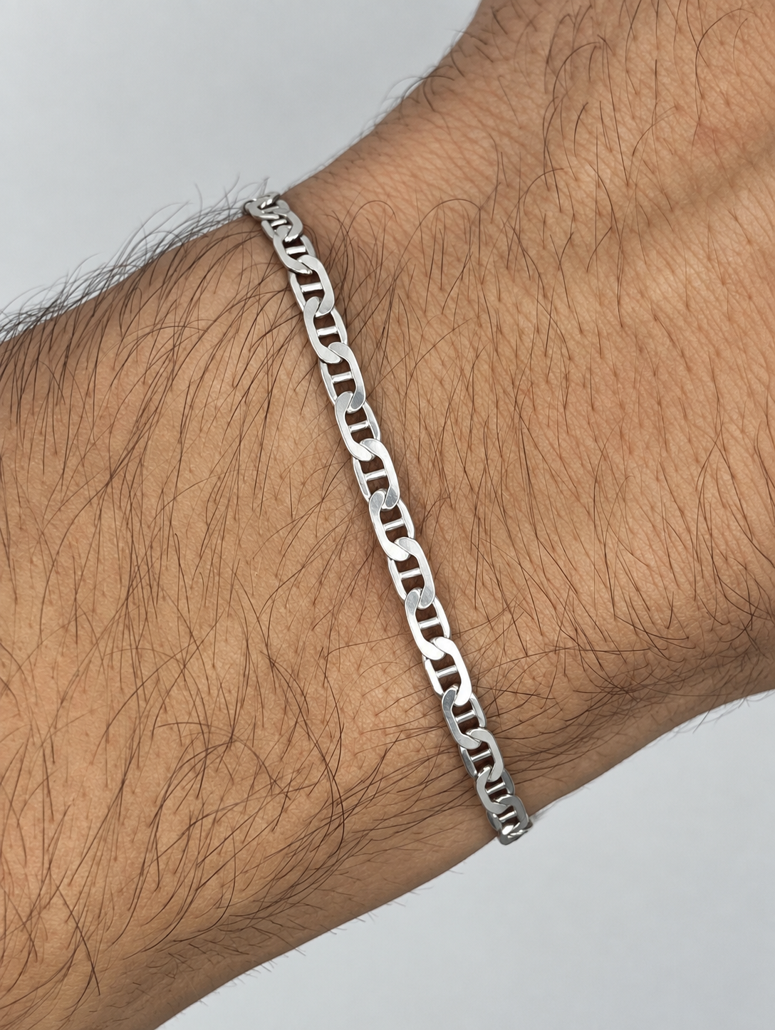 925 Sterling Silver Flat Link Chain Bracelet