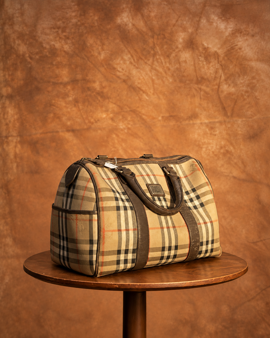 Vintage Burberry Nova Check Boston Travel Bag