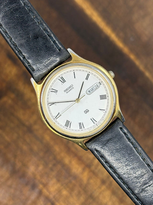 Seiko Quartz Roman Dial Day-Date – Gold Case
