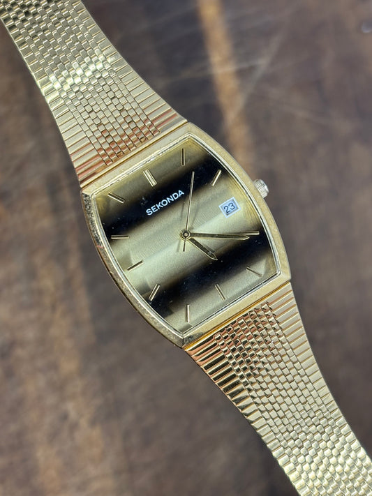 Sekonda Quartz – Gold Rectangular Sunburst
