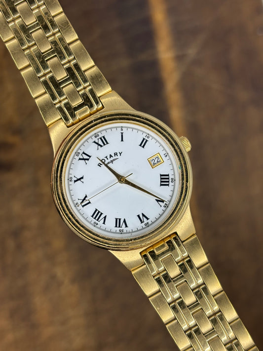 Rotary Quartz – Gold Dress Watch with Roman Numerals