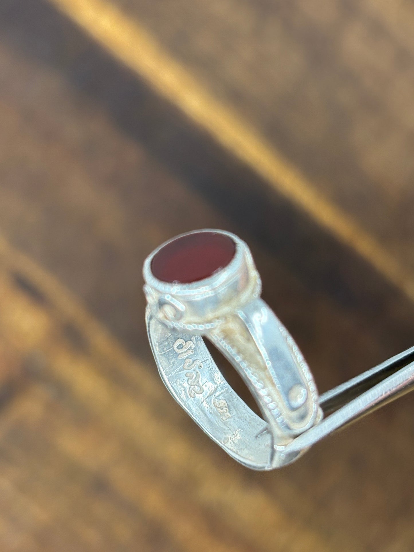 Sterling Silver Red Cabochon Ring