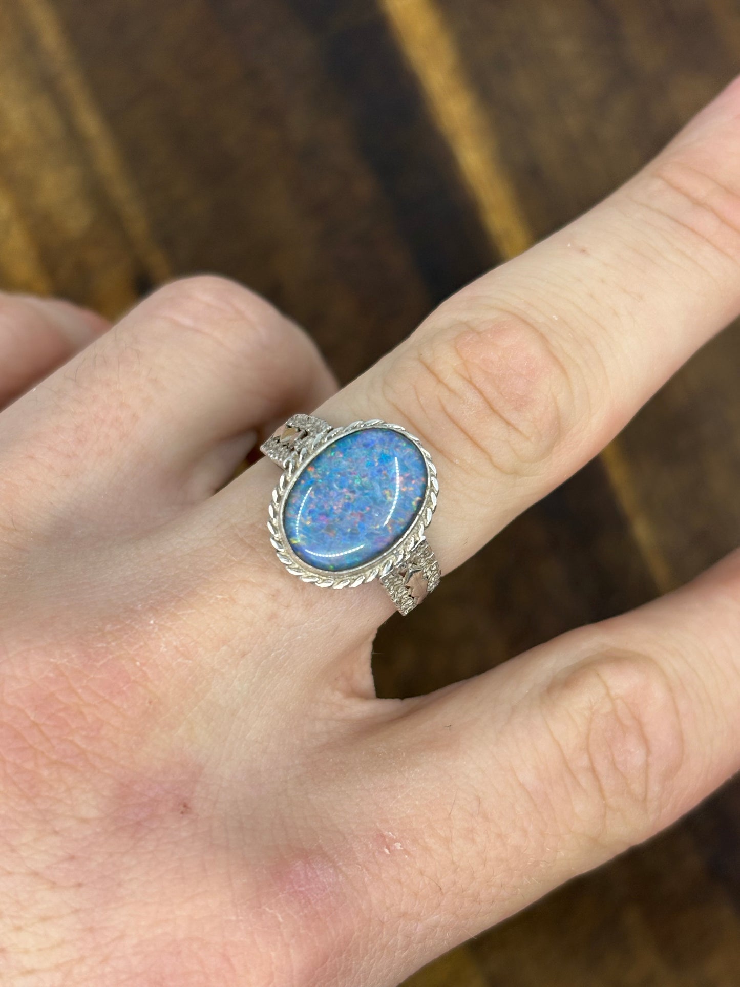 Vintage Opal Statement Ring – Sterling Silver