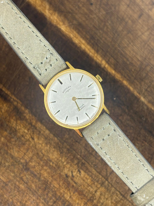 Rotary beaten silver dial manual wind gents wristwatch