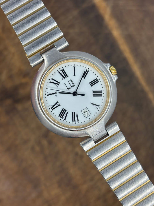 Alfred Dunhill Swiss Quartz Watch Roman Dial Date – Two-Tone Vintage 1990s