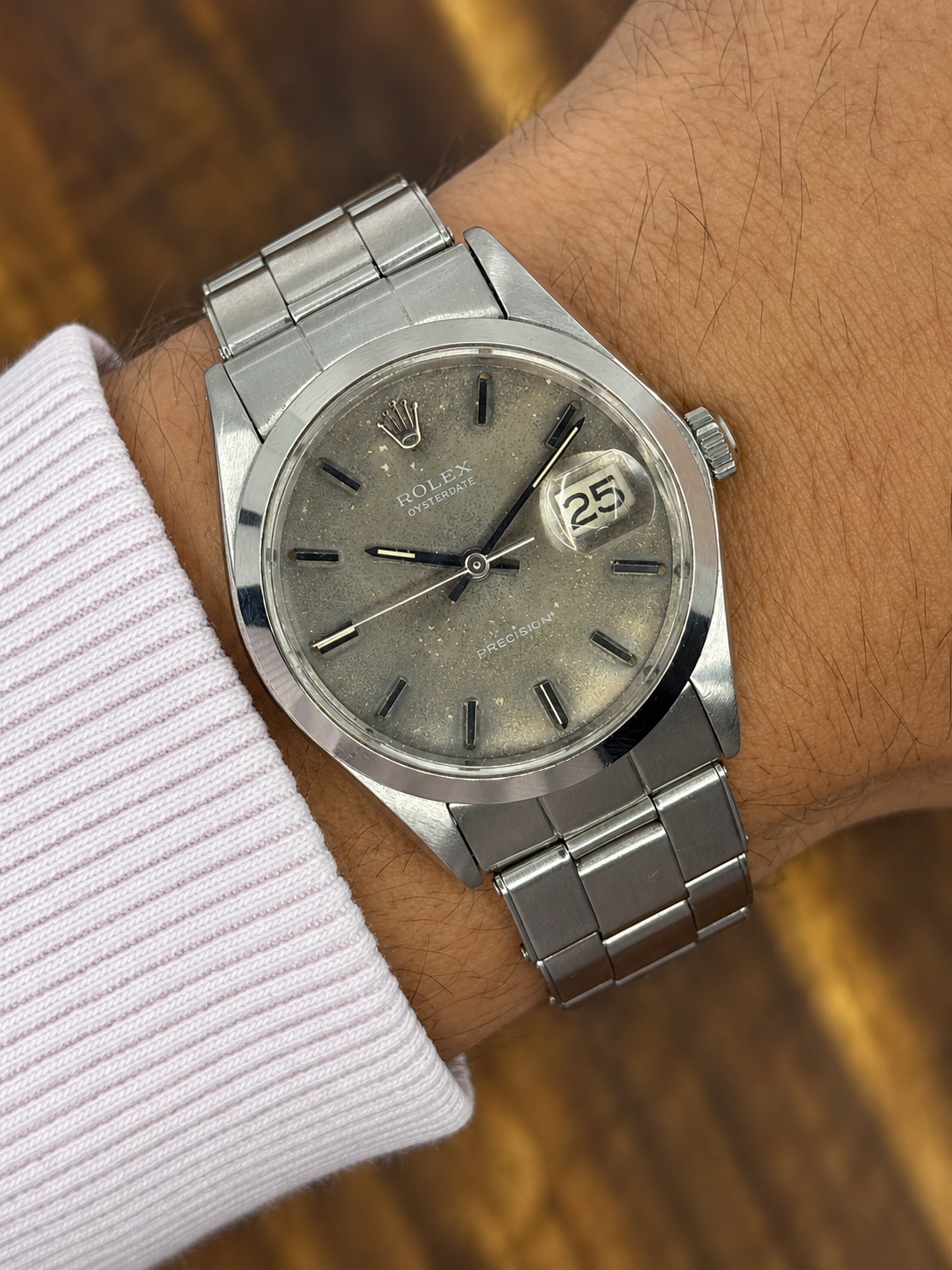 Vintage Rolex Oysterdate Precision – Stainless Steel – Grey Patina Dial – Oyster Bracelet